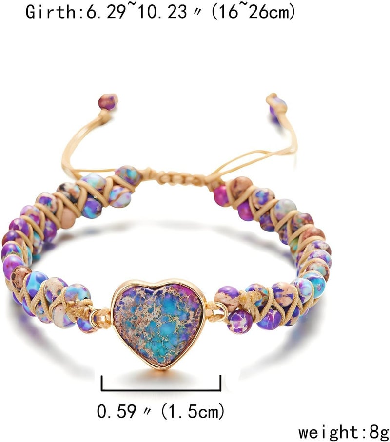 DivaGlamz To My Granddaughter-Infinity Forever Love Heart Bracelet, Natural Emperor Stone Double Layer Purple Beaded Woven Wrap Bracelets Adjustable Mind Peace Gift Jewelry - Image 3